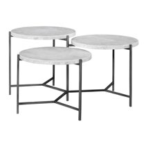 Bowery Hill Contemporary Tiered Coffee Table in White Marble