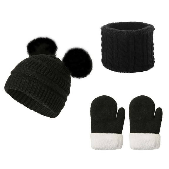 YABCSAZ Gloves for Kids Toddler Baby Girls Boys Thickened Fleece Liner Thermal Warm Mittens Warmest Winter Gloves Ski Snow Sport Gloves Hat Scarf Sets Winter Knitting 3Pack,Christmas Gifts
