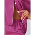 thumbnail image 5 of DARING DIVA Women's Satin Button Up Pajamas Short Sleeve Tops with Shorts 2XL Purple Red, 5 of 7