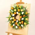 thumbnail image 4 of AMLESO Artificial Wreath Front Door Wreath 15.7 Inch 11.8 Inch, Summer Spring All Yellow White 40cm, 4 of 8