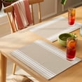 thumbnail image 4 of Khaki Stripes Placemats Set of 6 French Stripe Farmhouse Style Place Mats Table Mats Kitchen Dining Home Outdoor Party Table Decoration, 4 of 9