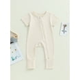 thumbnail image 2 of Bagilaanoe Newborn Baby Girl Boys Summer Jumpsuit Long Sleeve Bodysuit 3M 6M 12M 18M Infant Footless One Piece Romper, 2 of 8