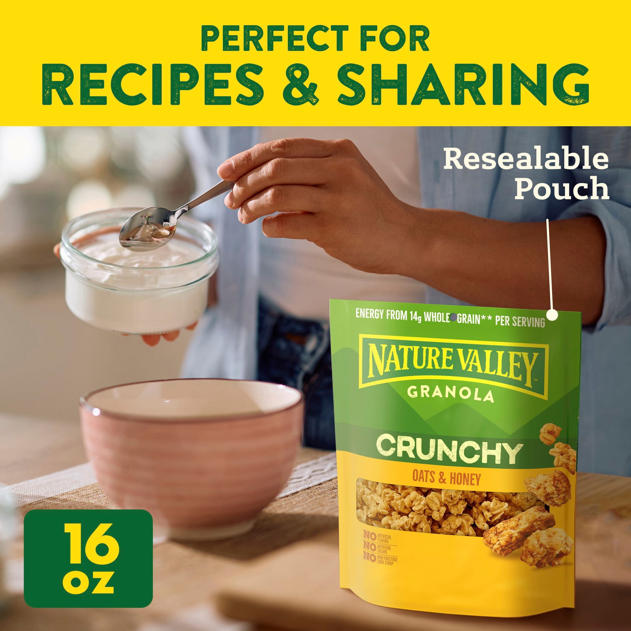 (3 pack) Nature Valley Crunchy Oats and Honey Granola Pouch, 16 oz