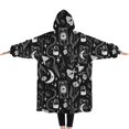thumbnail image 2 of Oversized Wearable Blanket Hoodie,Black Tarot Moon Moth Pattern Sherpa Blanket Hoodie with Super Pockets,Super Warm Fuzzy Pullover for Women & Men, 2 of 6