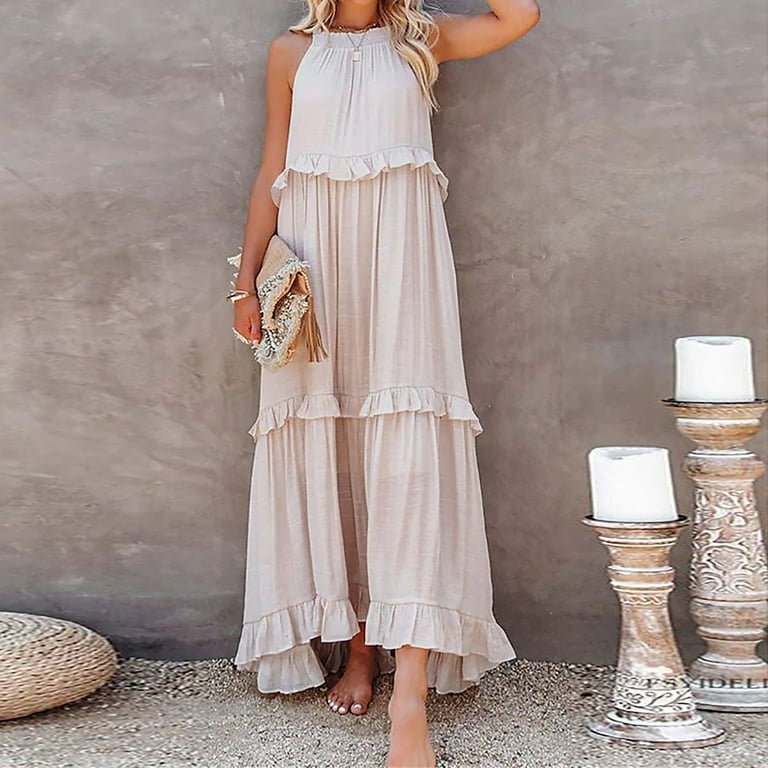slim fit dress slacks White Halter Neck Ruffle Dress – Shop Something White