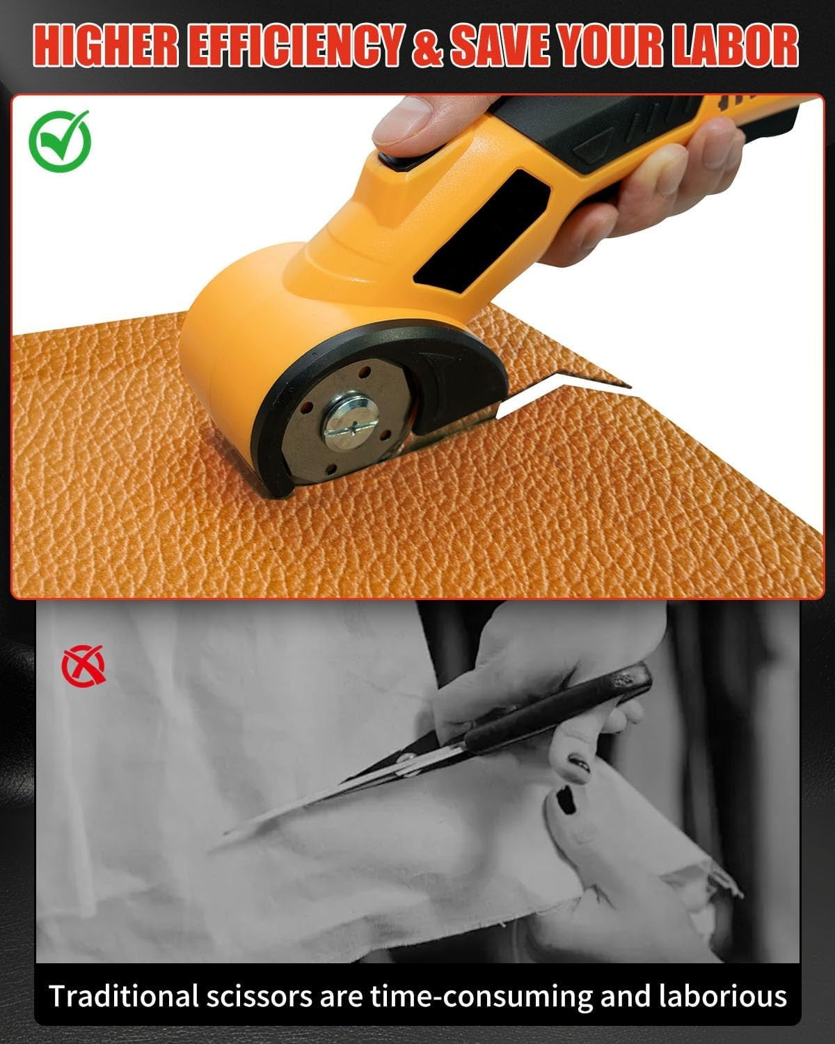 Cordless Electric Scissors with Safety Lock, 4V 320RPM Fabric & Cardboard Cutter, 1500mAh for Leather Paper Craft