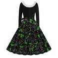 1950s Vintage Womens Long Sleeve Swing Dress Ugly Christmas Print Furry