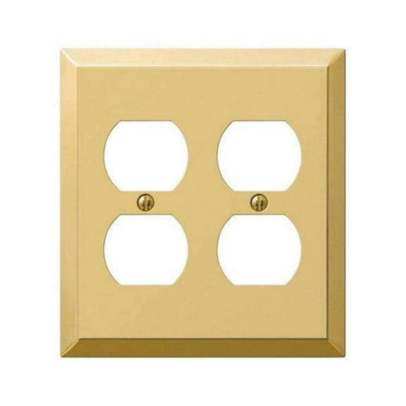 163DDBR 2 Duplex Polished Brass Stamped Steel Wall Plate