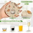 thumbnail image 2 of Yayeee 6 PCS Drink Coasters with Holder Set Woven Absorbent Round Tabletop Hot Pad, Fall Coffee, 2 of 7