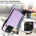thumbnail image 3 of Allytechgroup Wallet Phone Case for iPhone 14 Plus, Built-in Shoulder Strap Lanyard Stand RFID Blocking Shockproof Protective Back Cover for iPhone 14 Plus, Purple, 3 of 7