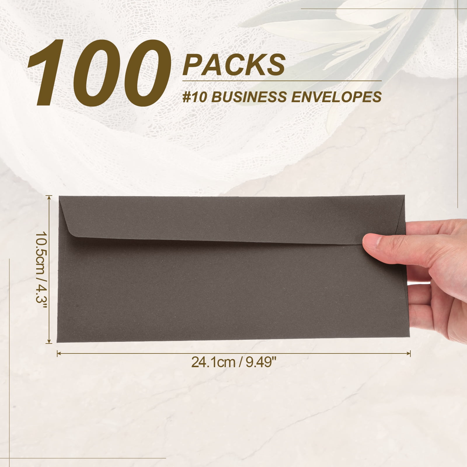 Uxcell 100 Pack Dark Coffee #10 Business Envelopes, Colored Self Seal Letter Size