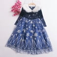 thumbnail image 5 of IBTOM CASTLE Little Big Girls Elsa and Anna Princess Clothes Snow Queen Long Sleeve Sequins Snowflake Velvet Tulle Dress Birthday Halloween Christmas Carnival Cosplay Party Pageant Prom Ball Gown, 5 of 8