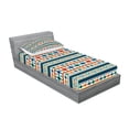 thumbnail image 2 of Ambesonne Abstract Fitted Sheet & Pillow Sham Set, Aztec Geometry Prehistoric, Twin, Blue White and Orange, 2 of 2