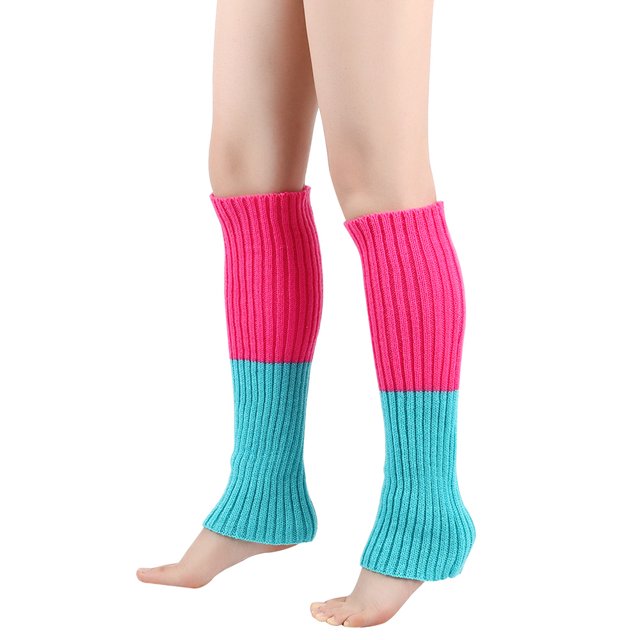 Zhuge Calentadores de piernas para mujer, calentadores de piernas tejidos con puños elásticos antideslizantes, moda Y2K para fiestas, deportes, yoga, ballet, danza, color C