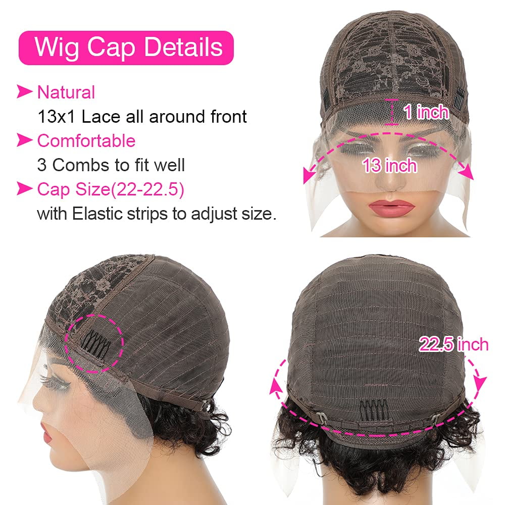 Urbeauty Short Curly Wigs for Black Women Pixie Cut Lace Front Human Hair Wigs Brazilian Virgin Hair Wigs 1B/99J Lace Front Wig Human Hair Glueless Pre Plucked