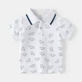 thumbnail image 2 of REDARER Boys Car Print Polo Shirt Short Sleeve Contrast Trim Collar Button Closure Casual Kids Top,12-18 Months, 2 of 3