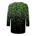 thumbnail image 4 of Sakmal 3/4 Sleeve Summer Tops for Women Green Sequin Print Crew Neck T-Shirts Plus Size Ladies Shirts, 4 of 5