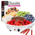 thumbnail image 2 of Chocolate Fondue Maker - 110V Electric Chocolate Melting Fondue Pot Set With 4 Steel Forks, Stainless Steel Bowl, Serving Tray, Upgraded Heating Material For Melting, 2 of 4