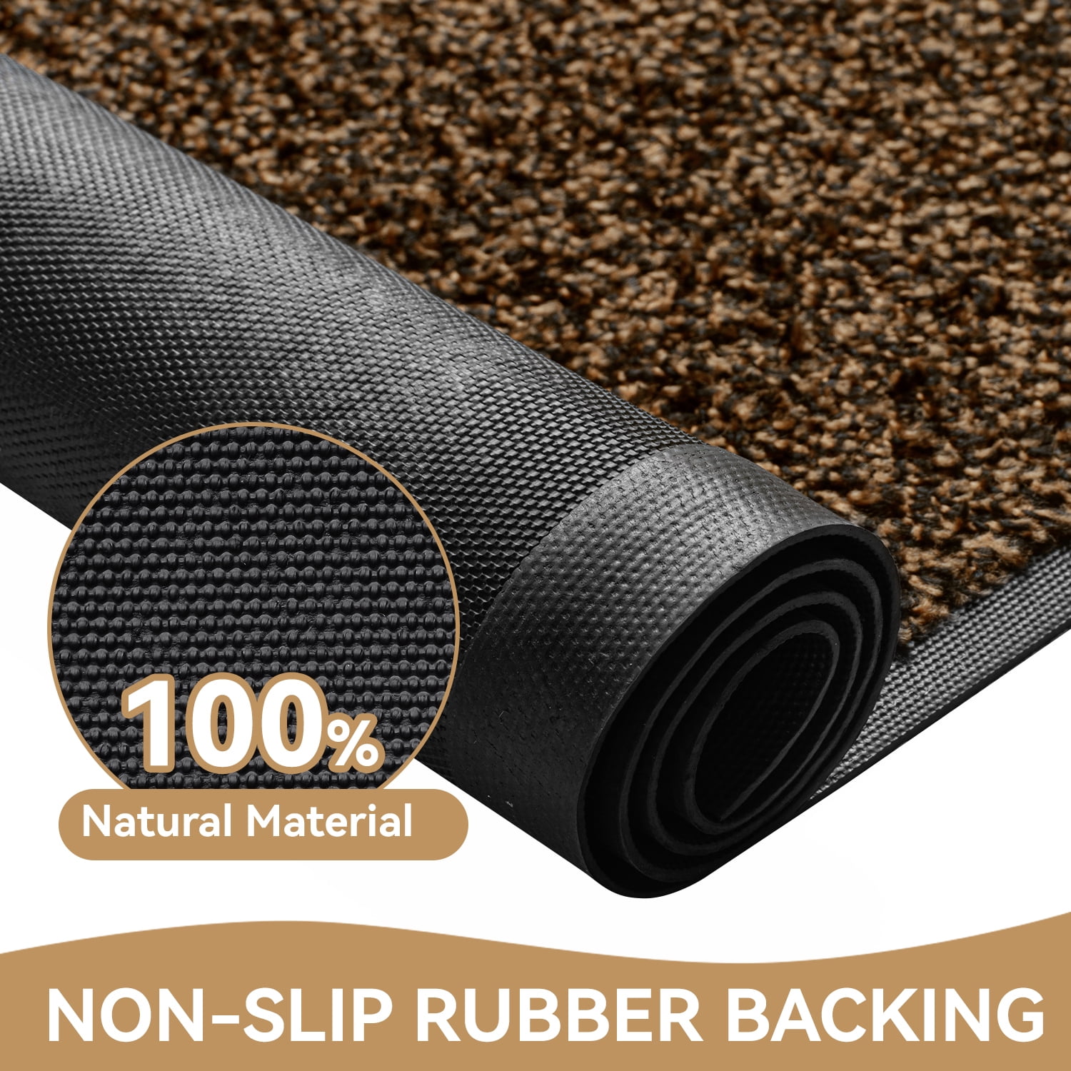 VUNATE 17" x 30" Dirt Trapper Indoor Door mat Non Slip Front Door Mats Absorbent Rubber Entrance Rug Durable Heavy Duty Outdoor Mats Washable Welcome Mats for Outside Brown