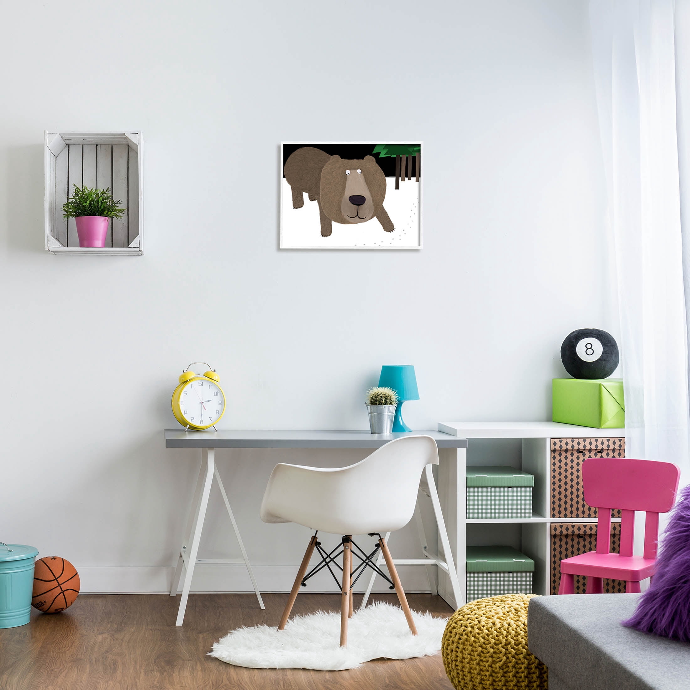Stupell Industries Happy Winter Bear Paw Prints Graphic Art White Framed Art Print Wall Art, Design by Carla Daly