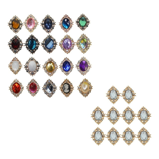 Rongfmy 20x DIY Rhinestone Flatback Buttons Crafts Dress Clothing Button Embellishments Colorful Clear