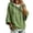 Green, variant on Womens Loose Hooded Tops Fashion Waffle Knit Sweaters 3/4 Length Sleeve Drawstring Pullover Autumn Shirts White S