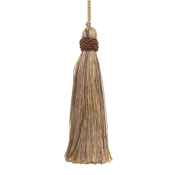 4" (10cm) Decorative Hand-crafted Tassel | Craft Tassel # ITS,, Cashew Beige #2935 (Light Beige, Mint Green, Yellow Gold) Set of 2