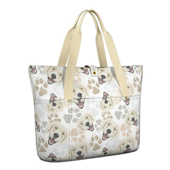 Tote Bag for Women - Cute Golden Retriever Shoulder Bag - Large Utility Work Duffle Bag with Zipper Handbag for Travel, Work, Sprots
