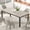 Gray, variant on EastVita 79 Inch Industrial Dining Table Large Rectangle Kitchen Table with Metal Legs Round Corners Wooden Conference Tables Writing Desk for Dining Room Living RoomWhite Faux MarbleWhite Legs