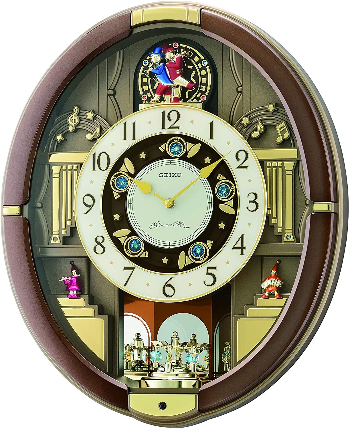 Seiko Summer Symphony Melodies In Motion Musical Brown Oval Wall Clock -  