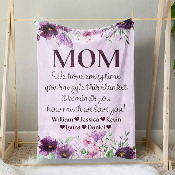 How Much We Love You Mom Personalized Blanket, Custom Children Names Blanket