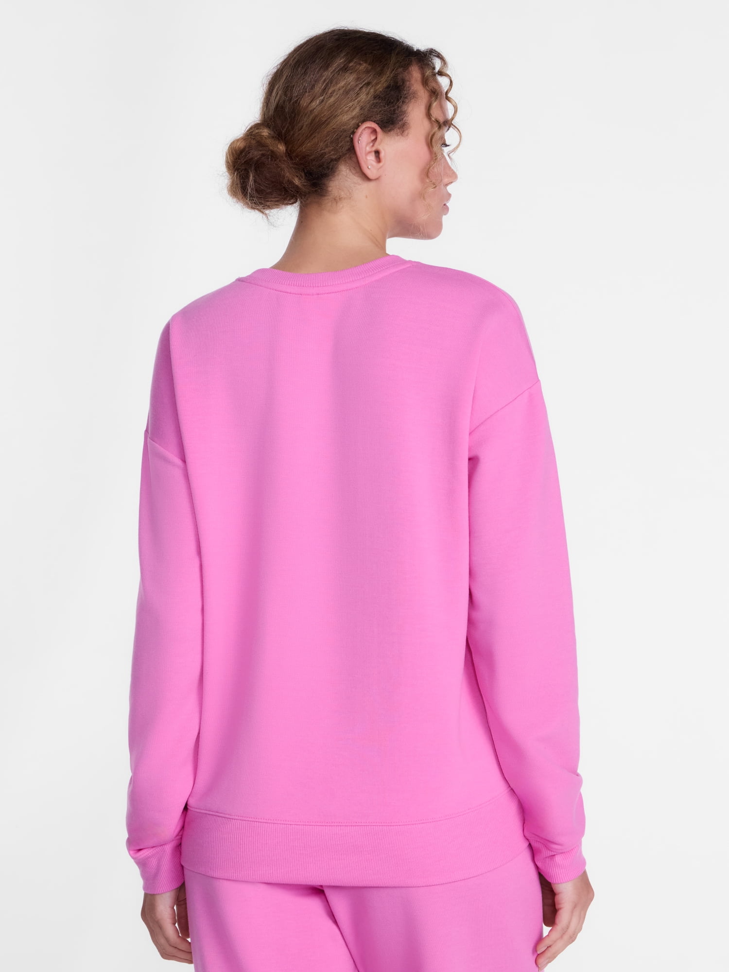 Joyspun Women's Fleece Lounge Sleep Top with Long Sleeves, Sizes XS-3X