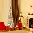 thumbnail image 3 of Patiojoy 5FT Pre-lit Artificial Christmas Tree Snow-flocked Xmas Pencil Tree with 334 Branch Tips 150 LED Lights 2 Lighting Colors, 3 of 9