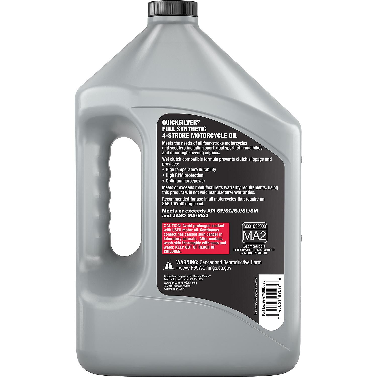 Quicksilver 10W-40 Full Synthetic Motorcycle Oil, 1 Gallon