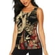 thumbnail image 1 of Fotbe Gothic Eastern Floral Skull Blusas Sin Mangas para Mujer – Estilo Casual, Corte Suelto, Slim-Fit, Cuello Redondo Deportivo, Tops de Verano para Gimnasio y Yoga-Large, 1 of 7