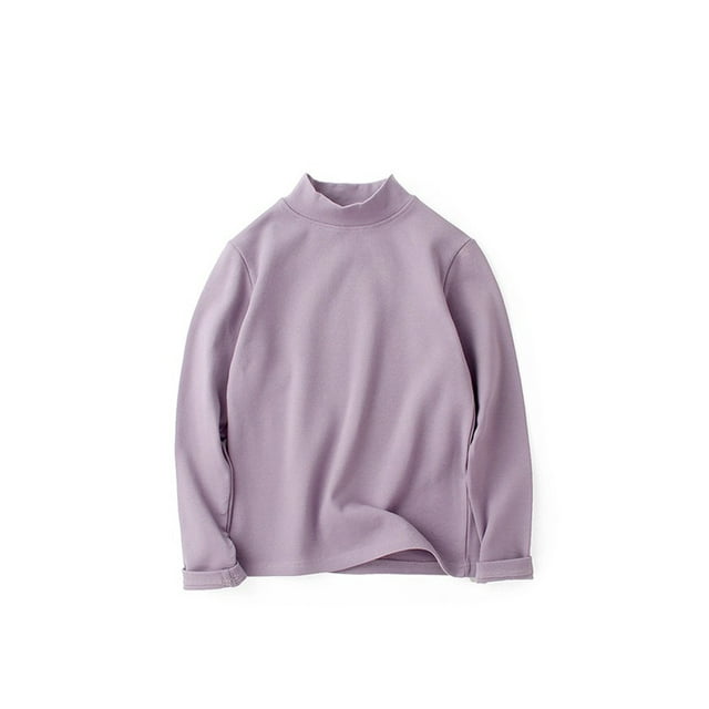 AAMILIFE T-Shirt à Manches Longues pour Garçons et Filles en Cachemire Couleur Unie Col Roulé Thermique
