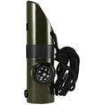 thumbnail image 1 of YOPTOP 7 in 1 Emergency Survival Whistle, Compass, Magnifier Lens, LED Signal Lights, Survive Reflective Signal Mirror, Storage, Thermometer, with Lanyard for Camping, Hiking, Outdoor, 1 of 8