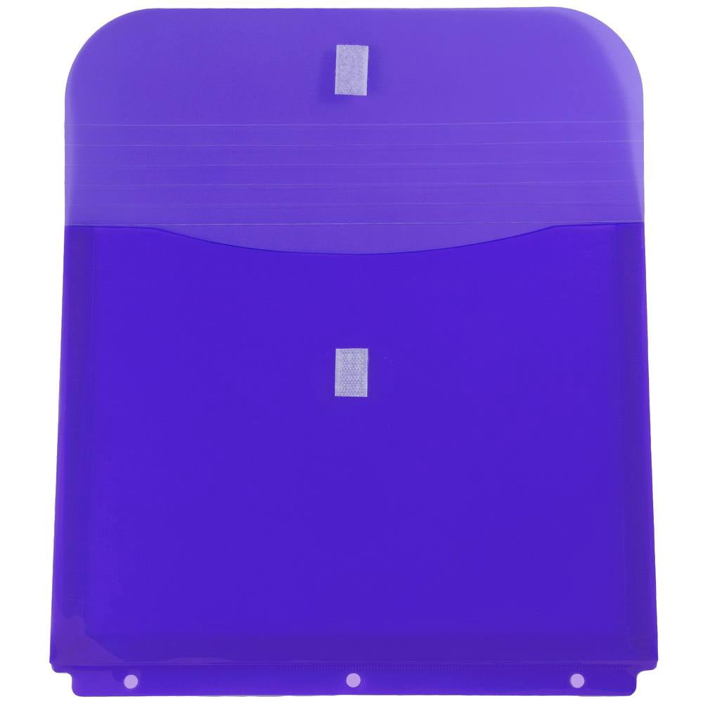 JAM Paper Plastic 3 Hole Punch Envelopes, 9 1/2 x 11 1/2, Purple, 12/Pack