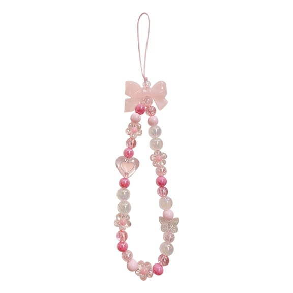 Acrylic Phone Charm Strap with Metal Hook Decorative Beads Detachable Universal Secure Carry for Smartphones Earphones