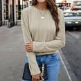 thumbnail image 2 of Timegard Ribbed Tops for Women Long Sleeve Back Drawstring Knot Blouse Travel Casual Crew Neck Tops Fall, 2 of 4