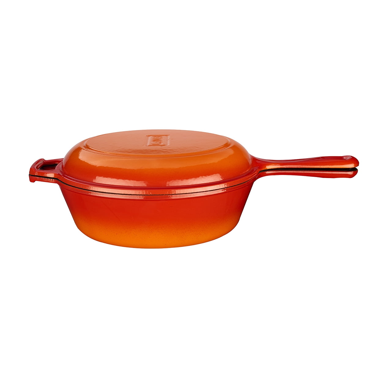 Coral Orange Gradient Enamel Cast Iron Pot Double Ear Handle Soup Pot  Household Multifunctional Wok Pan