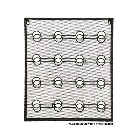 GwG Outlet Home Wall Hanging Wine Holder in Metal with Black Finish