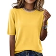 thumbnail image 2 of Lumtrix Women's Spring Summer Lightweight Short Sleeve Sweater Business Casual Knit Tops Fashion Crew Neck Pullover Ginger XL, 2 of 7