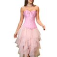 thumbnail image 3 of Tops de Corsé para Mujer, Lencería Moldeadora con Bustier, Body Push Up con Cintura de Encaje Rosa L, 3 of 10