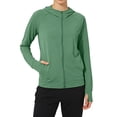 thumbnail image 2 of Women's UPF 50+ Sun Protection Hoodie Jackets Full Zip Long Sleeve Active Shirts Outdoor Hiking Running L Green, 2 of 5