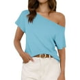 thumbnail image 2 of Cooling Shirts for Women Kelon Women's 2026 Summer Off Shoulder Tops Crew Neck Going Out Outfits Y2k Clothes Fashion Clothes Vacation Outfits, M, 2 of 5
