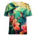 thumbnail image 5 of Flower Hummingbird Women's Short Sleeve T-Shirt Crew Neck Casual Summer Trendy Loose Fit Tops, 5 of 6