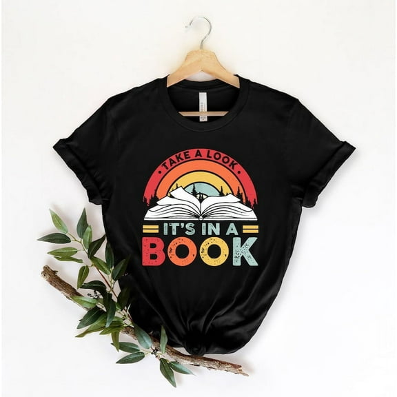 Vintage Book Lover T-Shirt - It's in a Book - Retro Rainbow