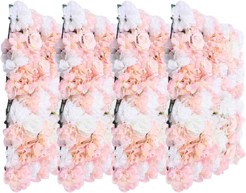 FETCOI Artificial Flower Wall Panels, Square Wedding Fake Flower Wall