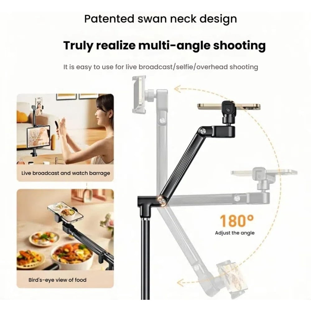 70-Inch Adjustable Metal Photography Tripod - Professional Video Stand for Phone & Camera Live Streaming, Portable Stable Support Frame with Mobile Clip and Pan-Tilt